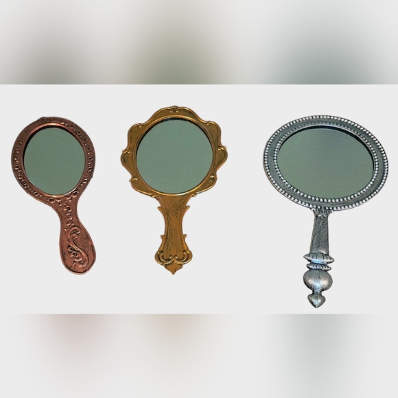 Decorative Handheld Mirrors Set Of 3 Ornate Wall Art Decor - Picture 2 of 5